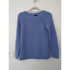 Talbots Lambswool Blend Cable Knit Light Blue Chunkyknit Sweater Small Petite